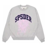 Sp5der Varsity Web Crewneck Heather Grey Front