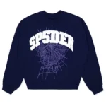 Sp5der Varsity Web Crewneck Navy Front