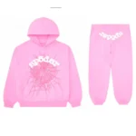 Sp5der Web HoodieSweatpant Set Pink Front