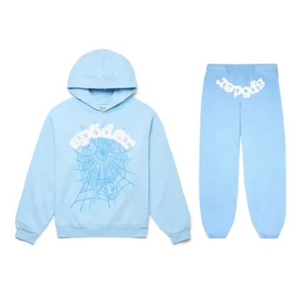 Sp5der Web HoodieSweatpant Set Sky Blue Front