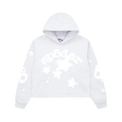 Sp5der Women's Cropped Beluga Hoodie Heather Grey Front