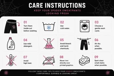 Sp5der Sweatpant care instructions